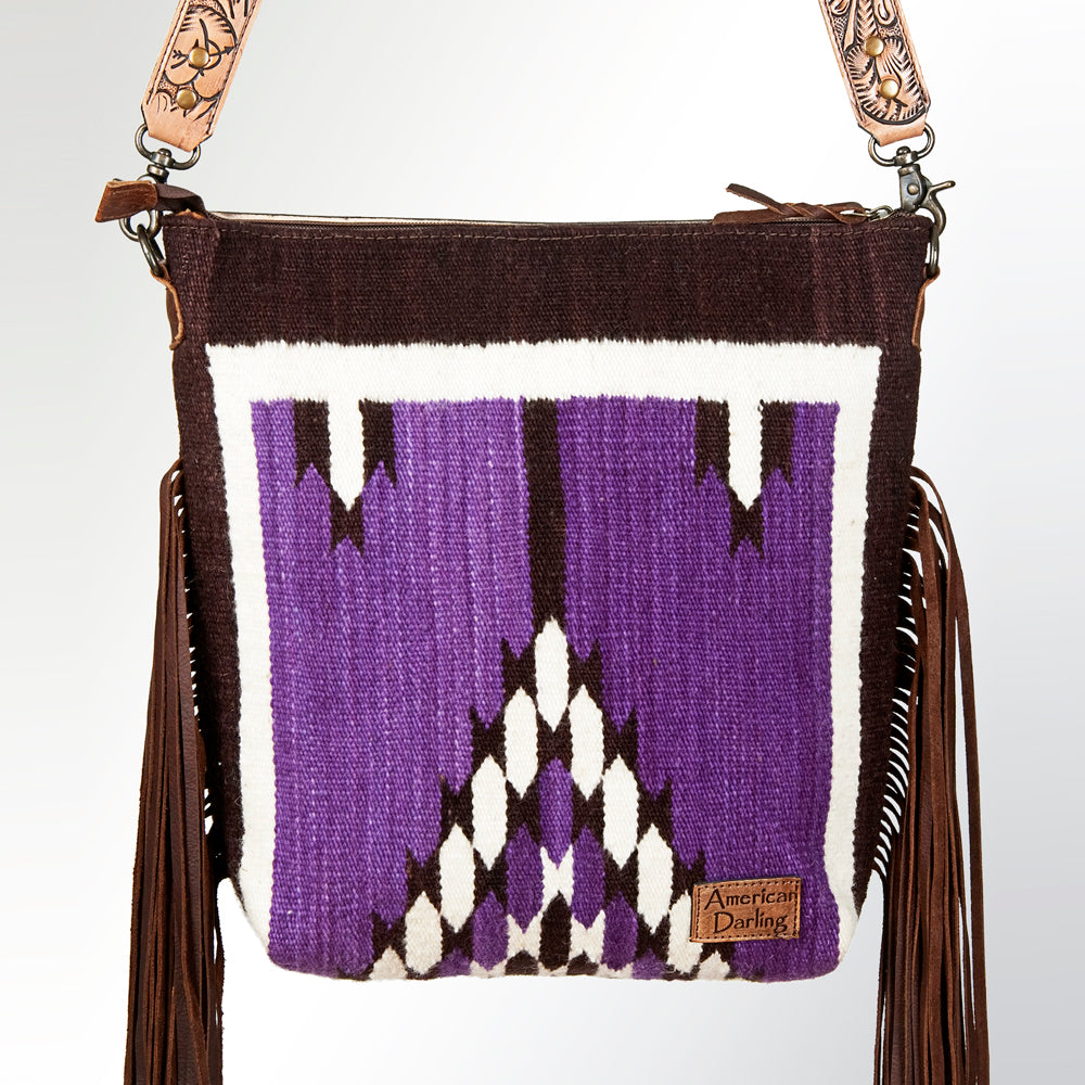 American Darling Signature Crossbody Hand Tooled Saddle Blanket Genuine Leather