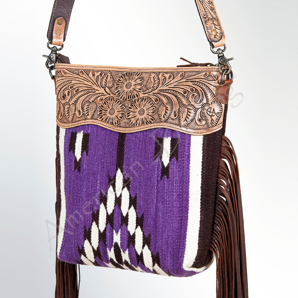 American Darling Signature Crossbody Hand Tooled Saddle Blanket Genuine Leather