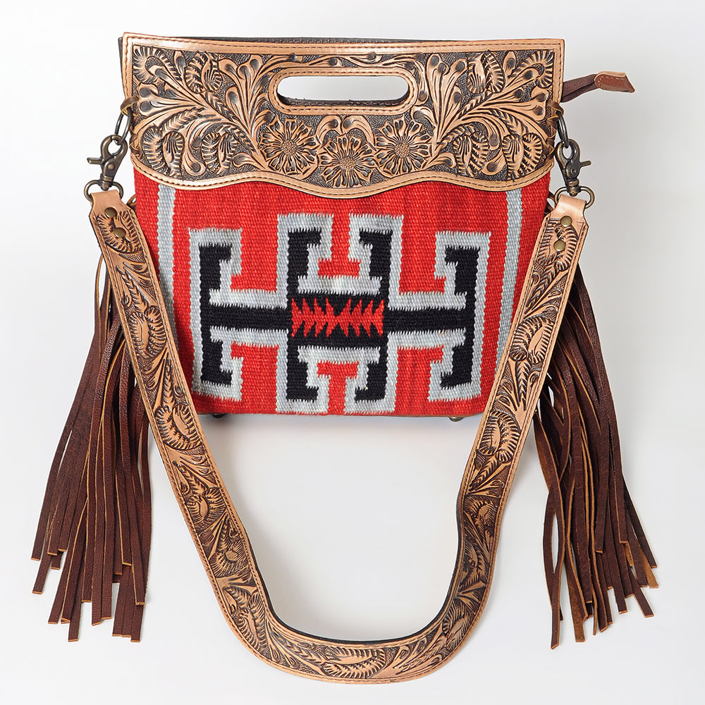 American Darling Clutch Hand Tooled Saddle Blanket Fabric Genuine Leather Western Women Bag Handbag Purse | Purses for Cute