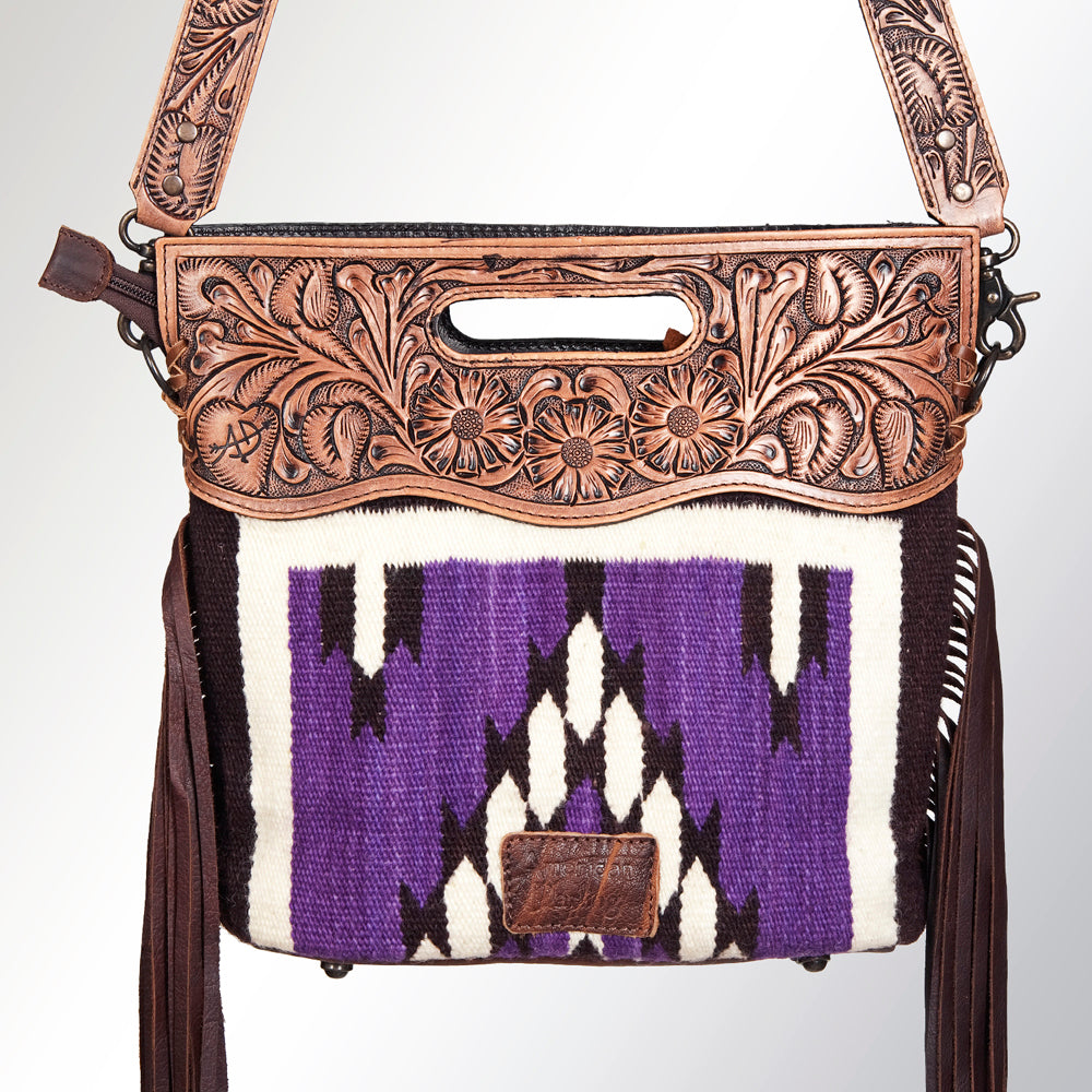 American Darling Clutch Hand Tooled Saddle Blanket Fabric Genuine Leather Western Women Bag Handbag Purse | Purses for Cute