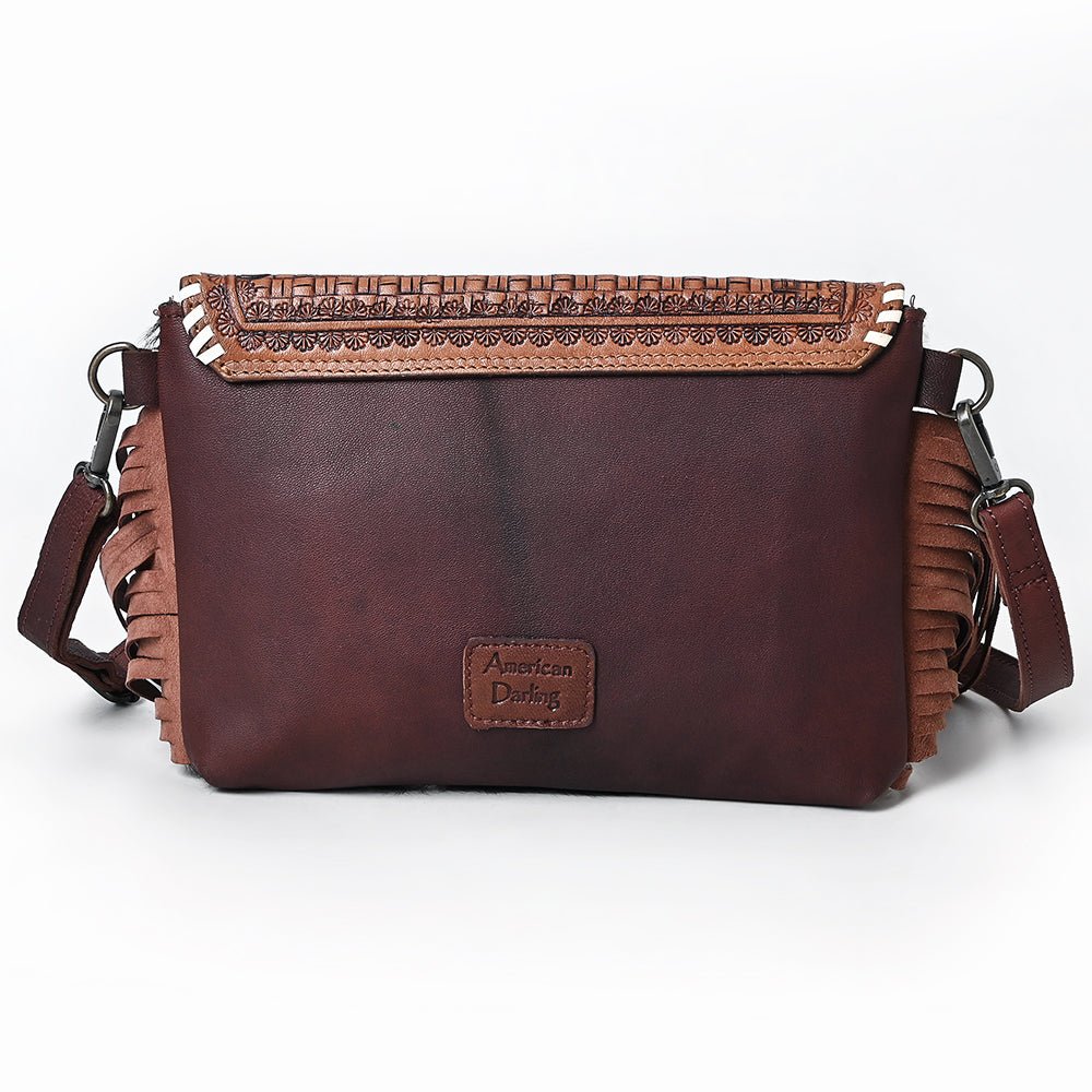 American Darling Hand-Tooled Hair-On Genuine Leather Crossbody Bag