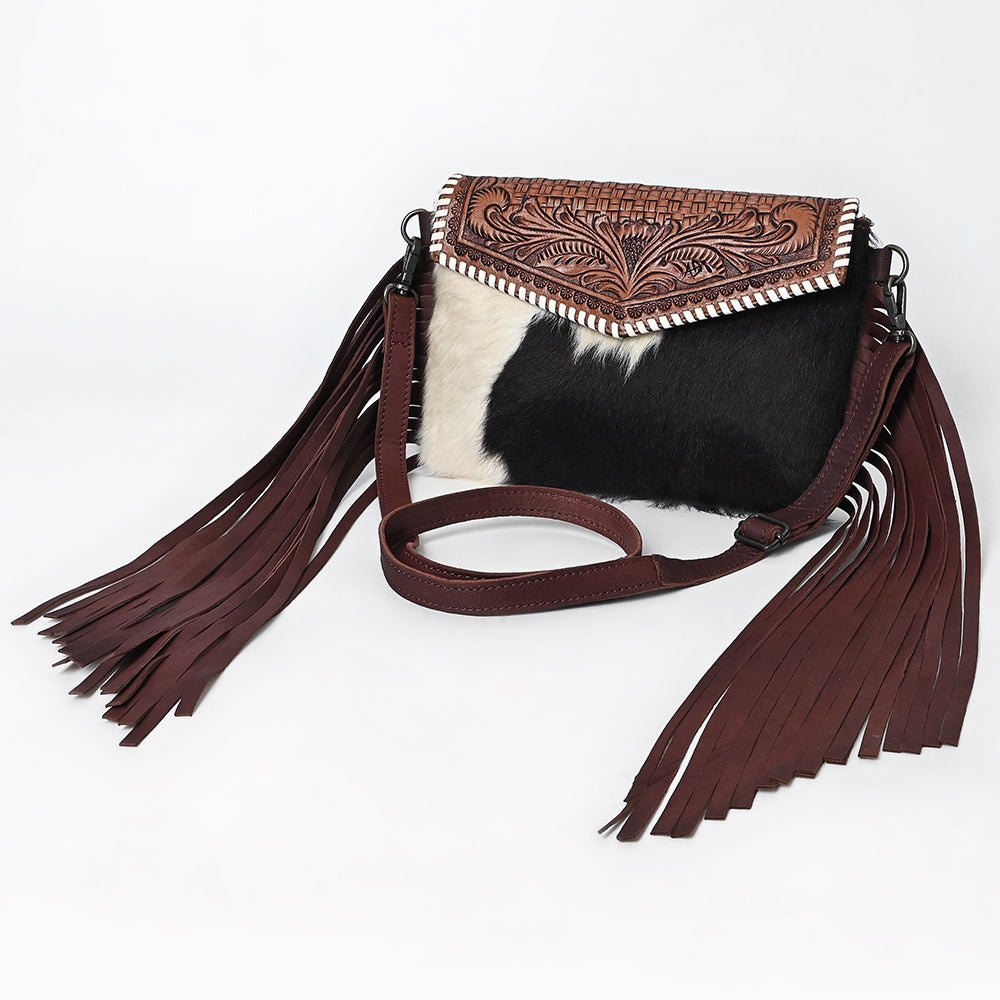 American Darling Hand-Tooled Hair-On Genuine Leather Crossbody Bag