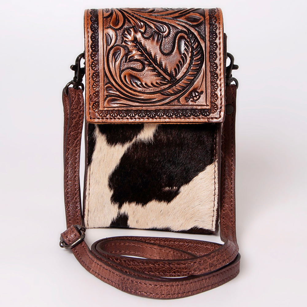 American Darling Cell Phone Holder Hand Tooled Hair-on Genuine Leather
