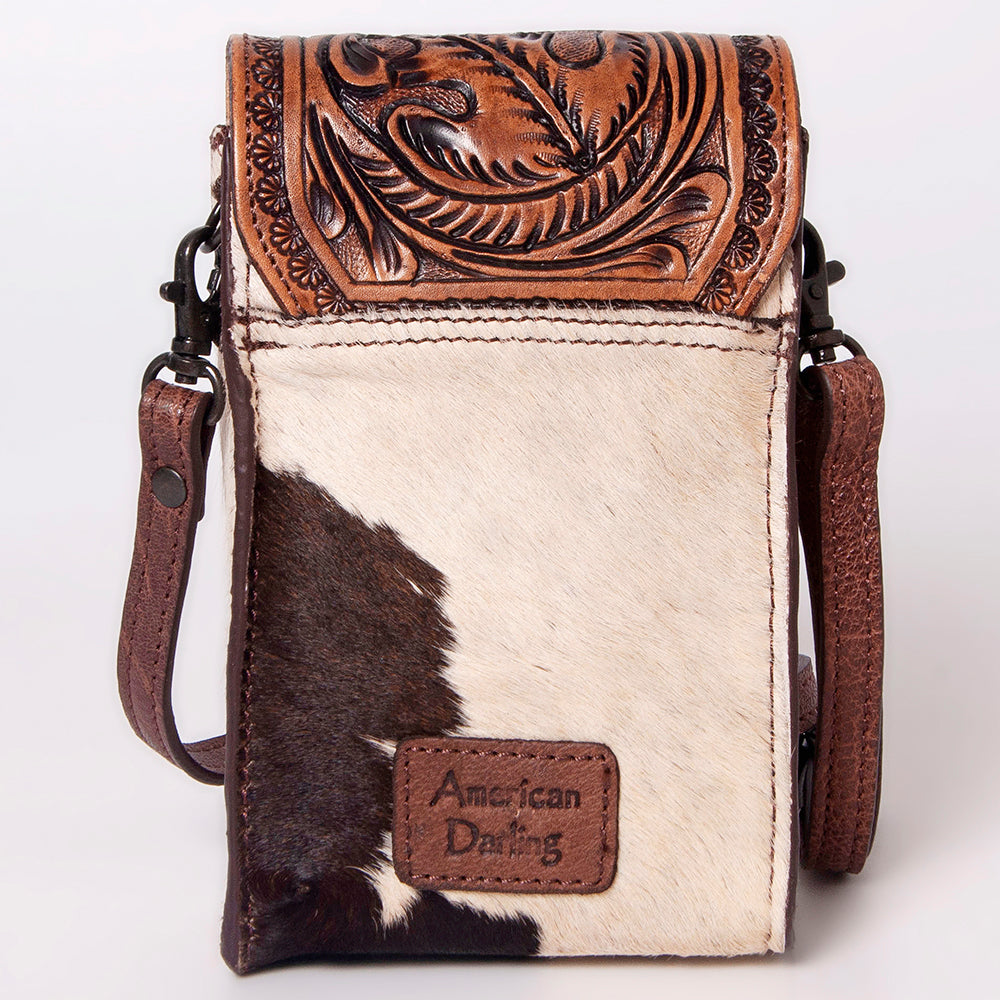 American Darling Cell Phone Holder Hand Tooled Hair-on Genuine Leather