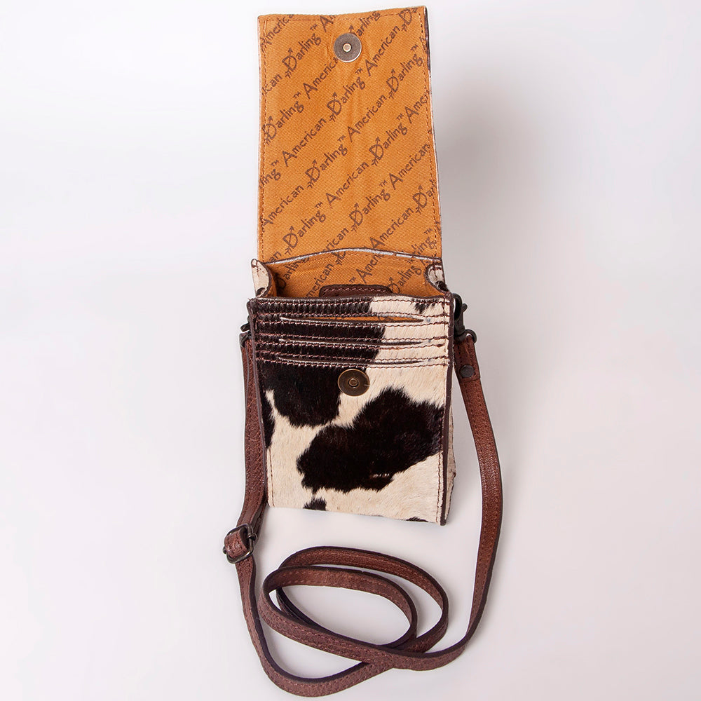 American Darling Cell Phone Holder Hand Tooled Hair-on Genuine Leather