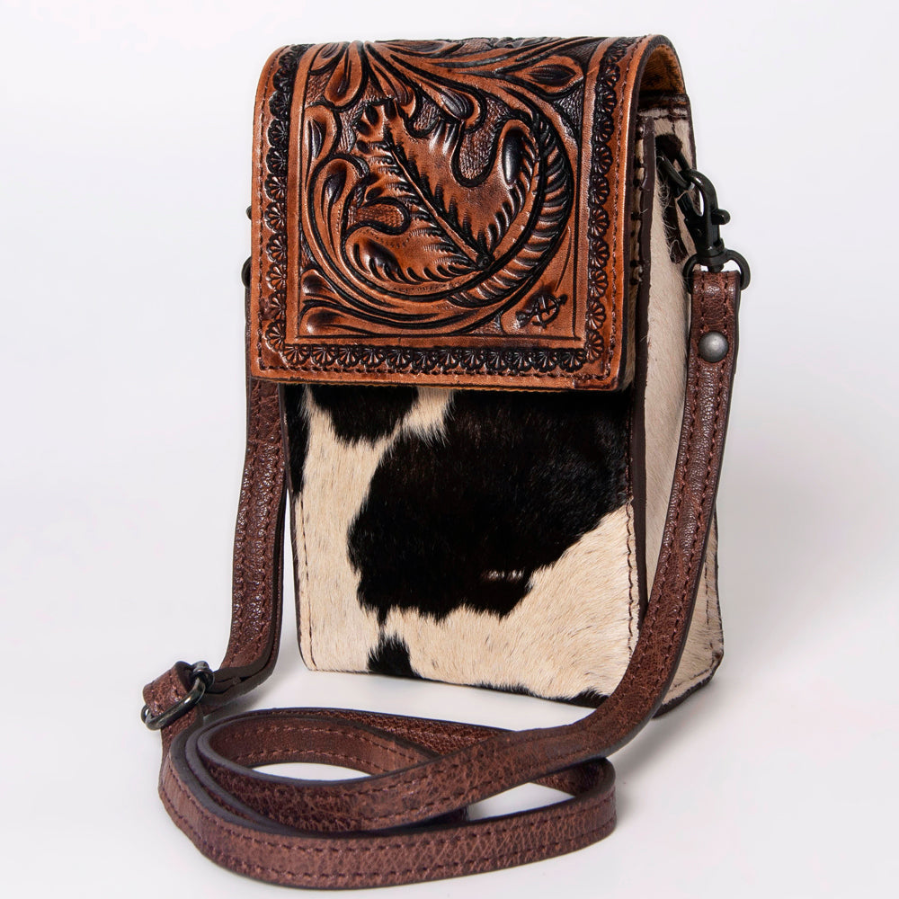 American Darling Cell Phone Holder Hand Tooled Hair-on Genuine Leather