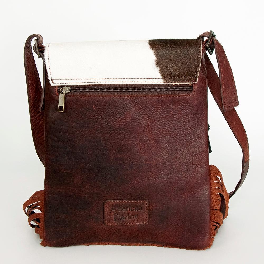 American Darling Hand-Tooled Hair-On Genuine Leather Crossbody Bag
