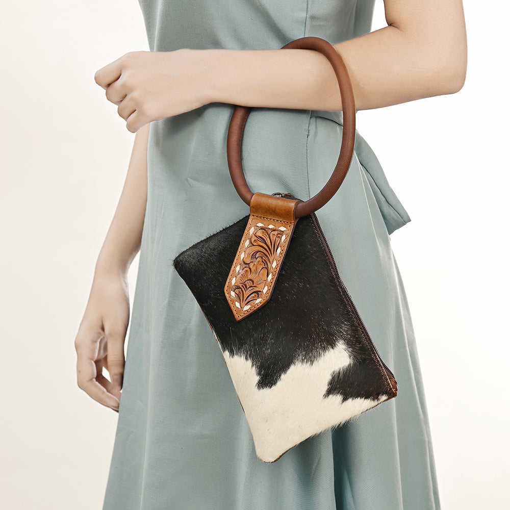 American Darling Wristlet Hand Tooled Hair On Genuine Leather Western Women Bag | Handbag Purse Travel Clutch