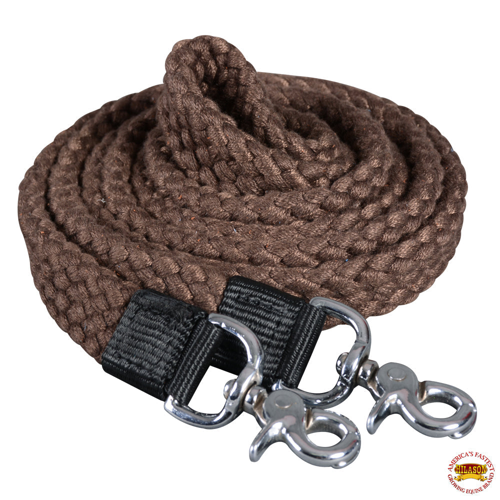 HILASON 7 Ft Braided Flat Cotton Roping Rein