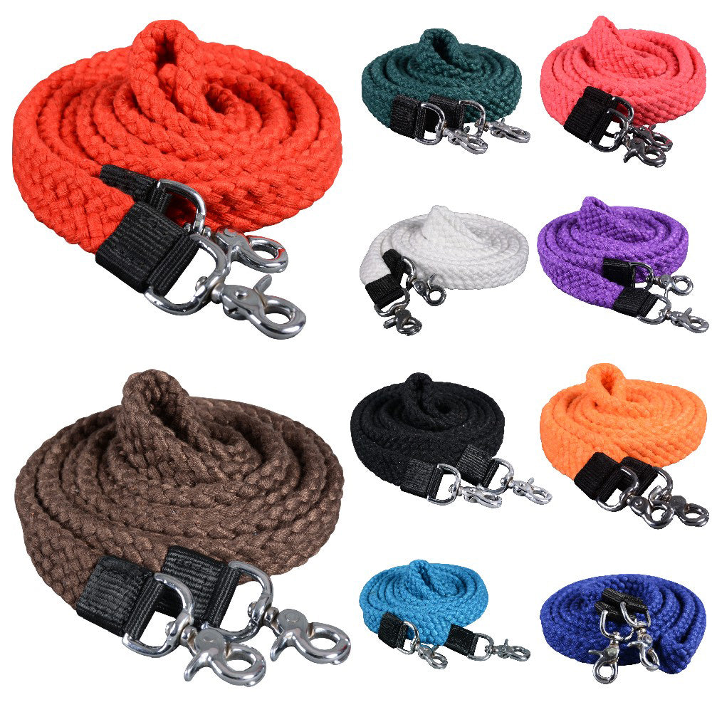 HILASON 7 Ft Braided Flat Cotton Roping Rein