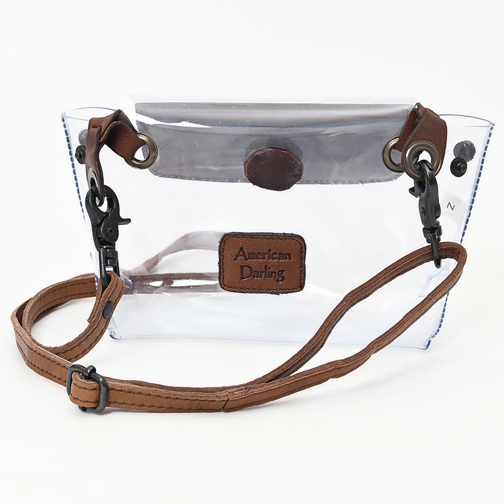 American Darling Hand-Tooled Genuine Leather Clear Bag