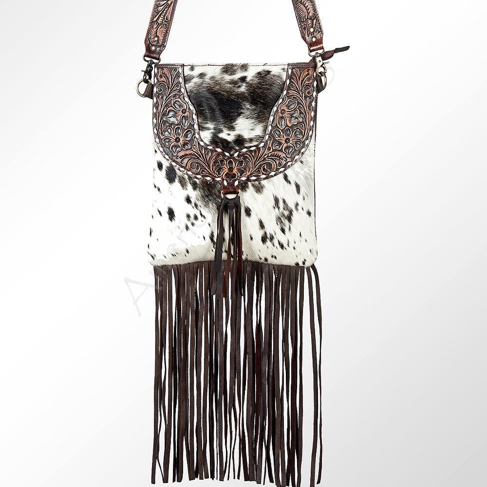 American Darling Crossbody Hand Tooled Hair-on Genuine Leather