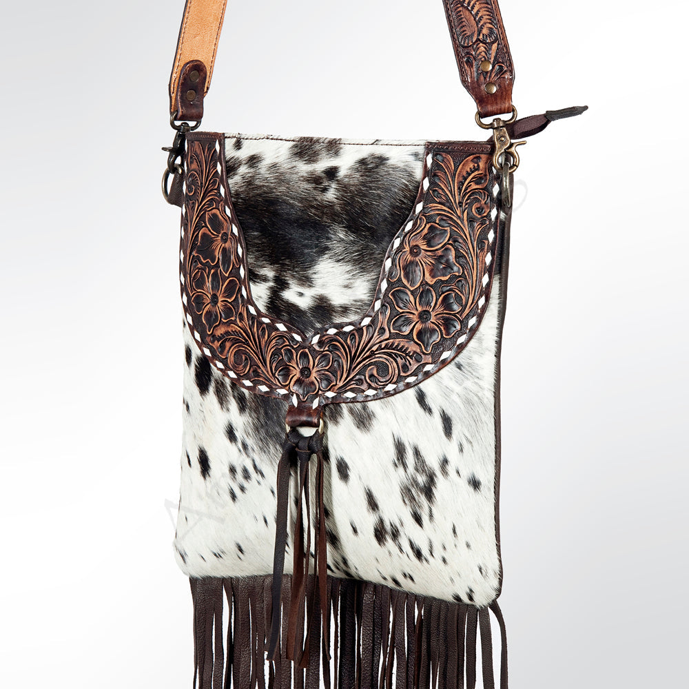American Darling Crossbody Hand Tooled Hair-on Genuine Leather