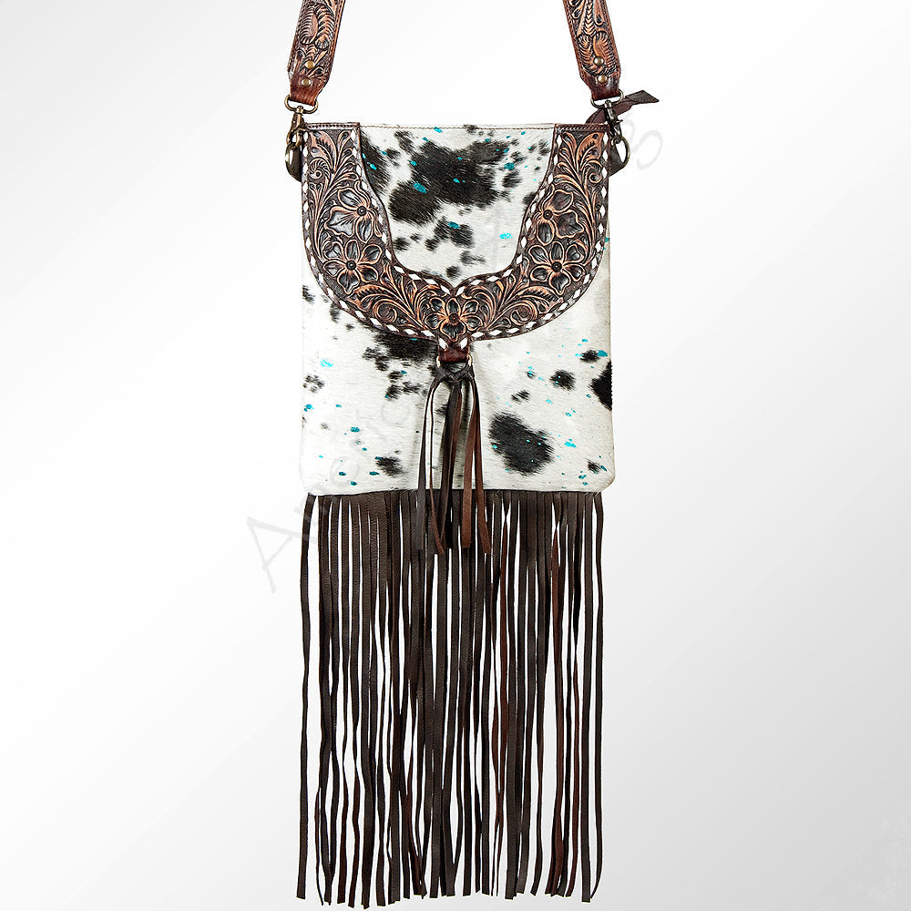 American Darling Crossbody Hand Tooled Hair-on Genuine Leather