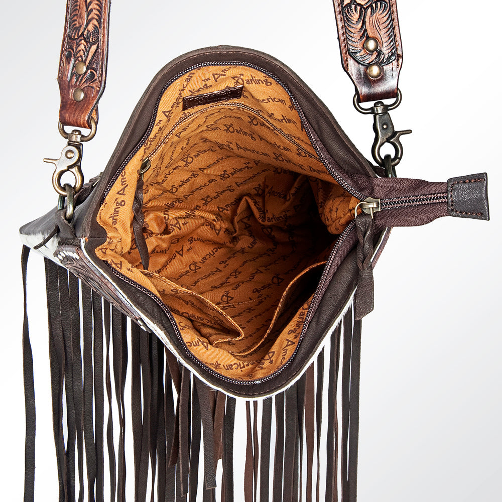 American Darling Crossbody Hand Tooled Hair-on Genuine Leather