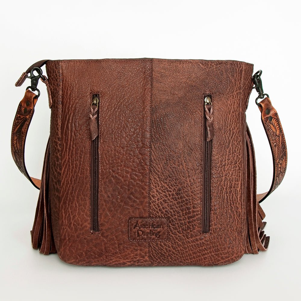 American Darling Large Crossbody Hand Tooled Hair-On Genuine Leather