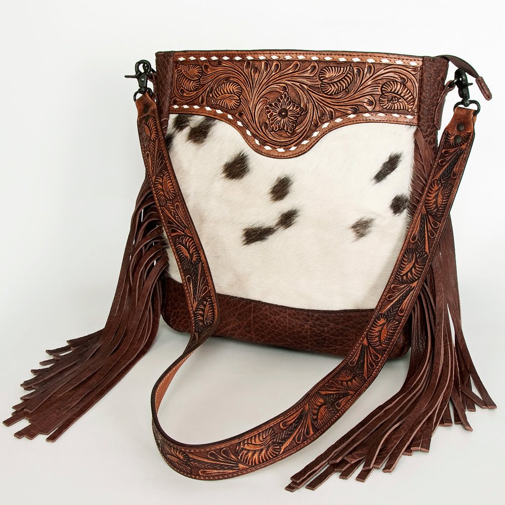 American Darling Large Crossbody Hand Tooled Hair-On Genuine Leather