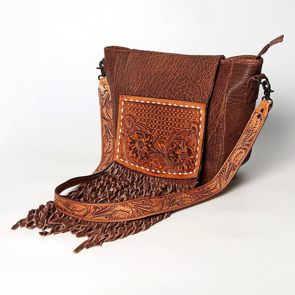 American Darling Hand-Tooled Leather Large Crossbody Bag