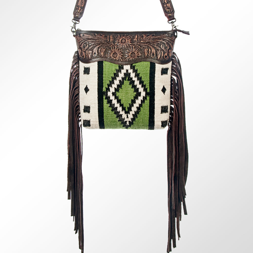 American Darling Hand-Tooled Saddle Blanket Leather Crossbody Bag