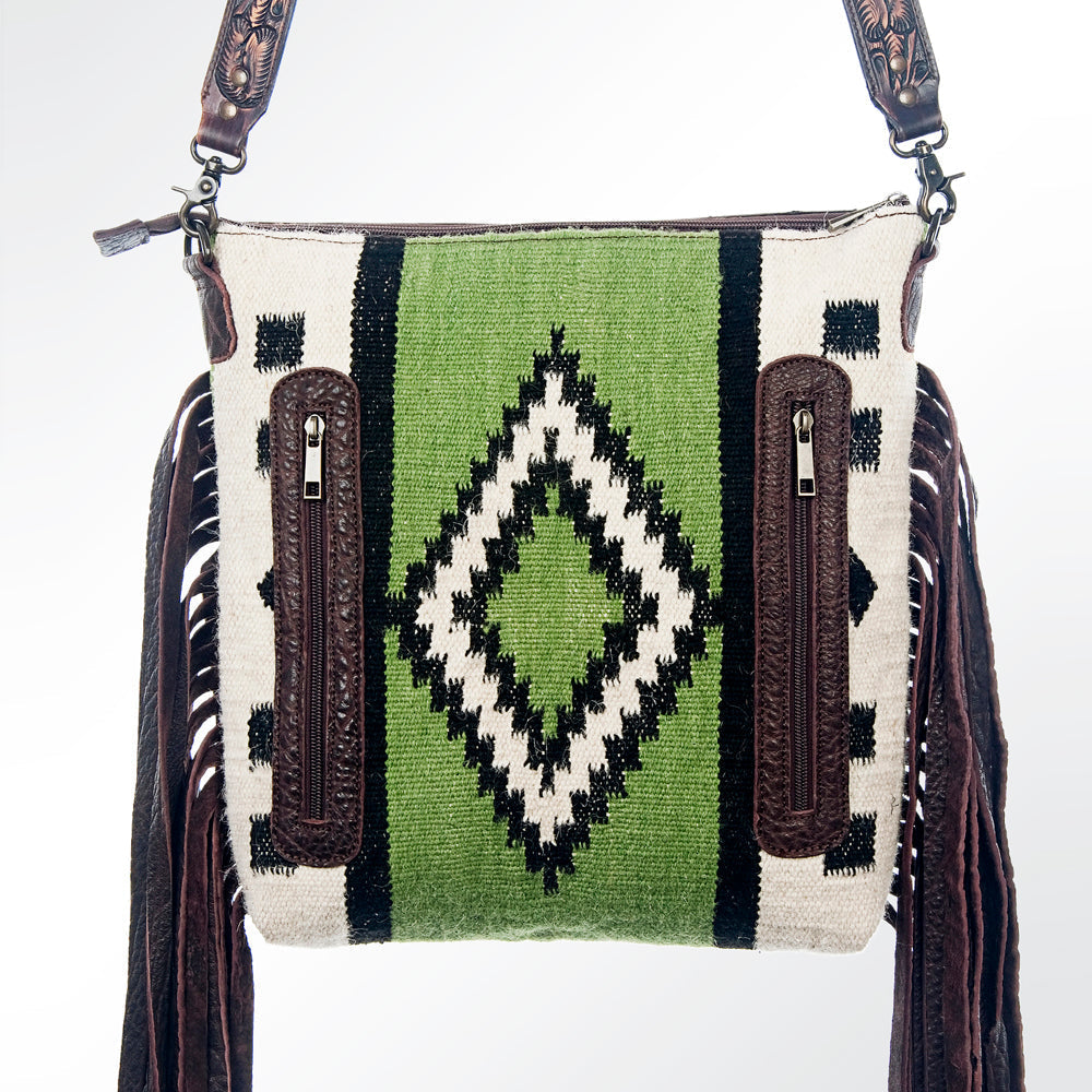 American Darling Hand-Tooled Saddle Blanket Leather Crossbody Bag
