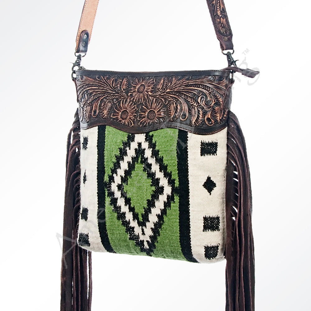 American Darling Hand-Tooled Saddle Blanket Leather Crossbody Bag