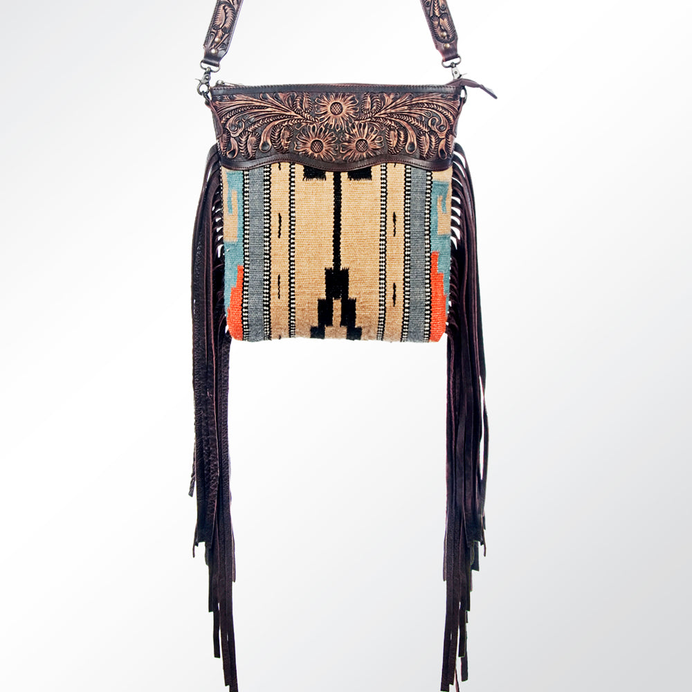 American Darling Hand-Tooled Saddle Blanket Leather Crossbody Bag