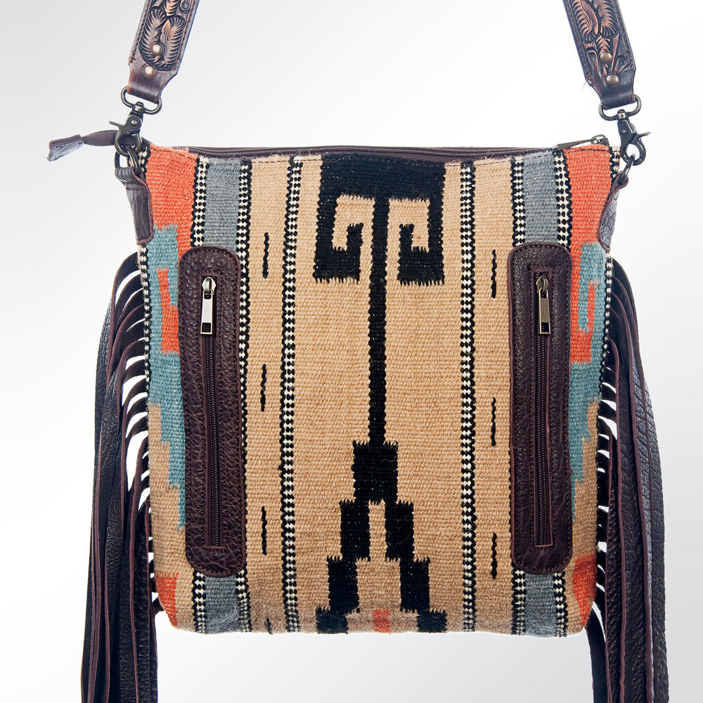 American Darling Hand-Tooled Saddle Blanket Leather Crossbody Bag