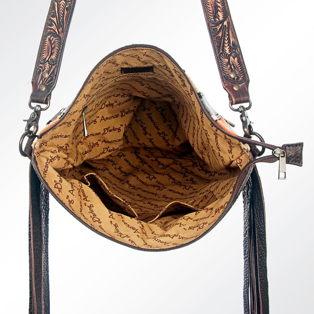 American Darling Hand-Tooled Saddle Blanket Leather Crossbody Bag