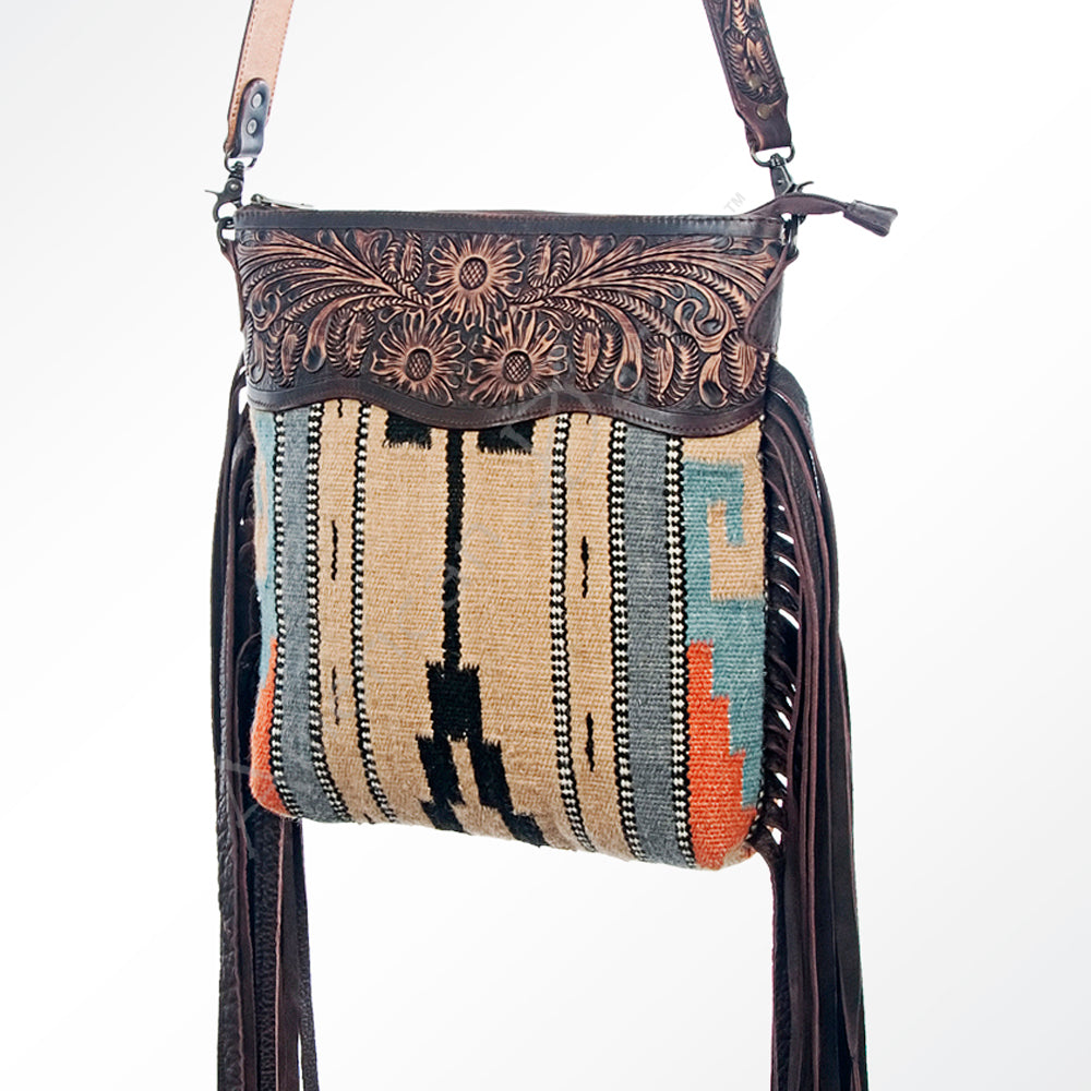 American Darling Hand-Tooled Saddle Blanket Leather Crossbody Bag