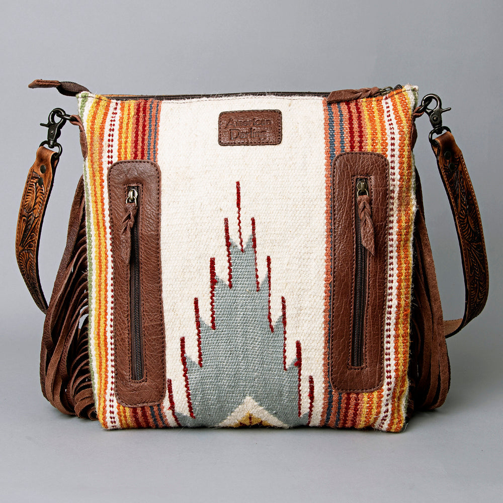 American Darling Hand-Tooled Saddle Blanket Leather Crossbody Bag