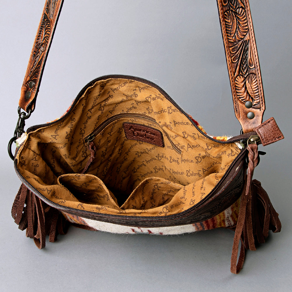 American Darling Hand-Tooled Saddle Blanket Leather Crossbody Bag