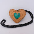 American Darling ADJW104A Braided Genuine Leather Jewelry Necklace with Leather Concho