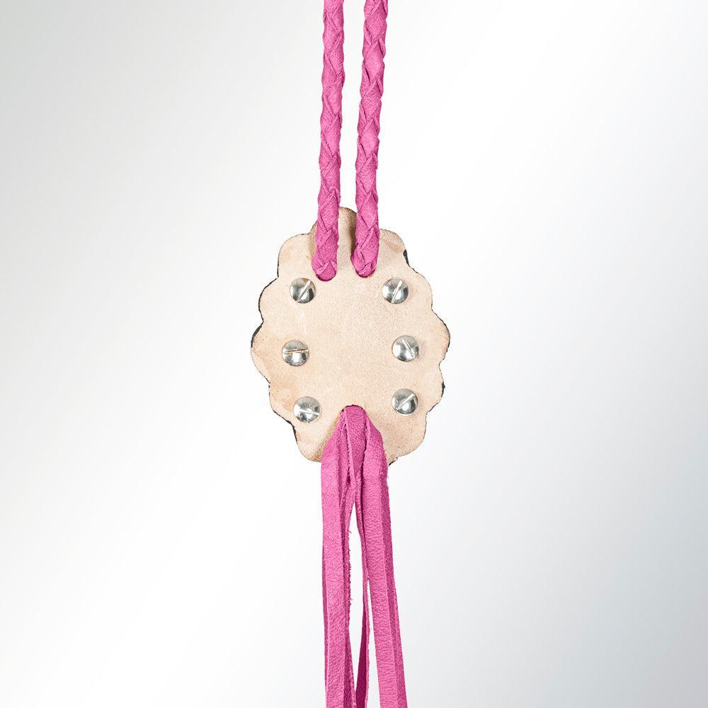 American Darling ADJW106E Braided Genuine Leather Jewelry Necklace with Concho