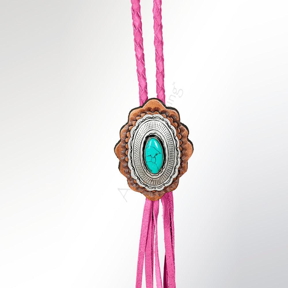 American Darling ADJW106E Braided Genuine Leather Jewelry Necklace with Concho