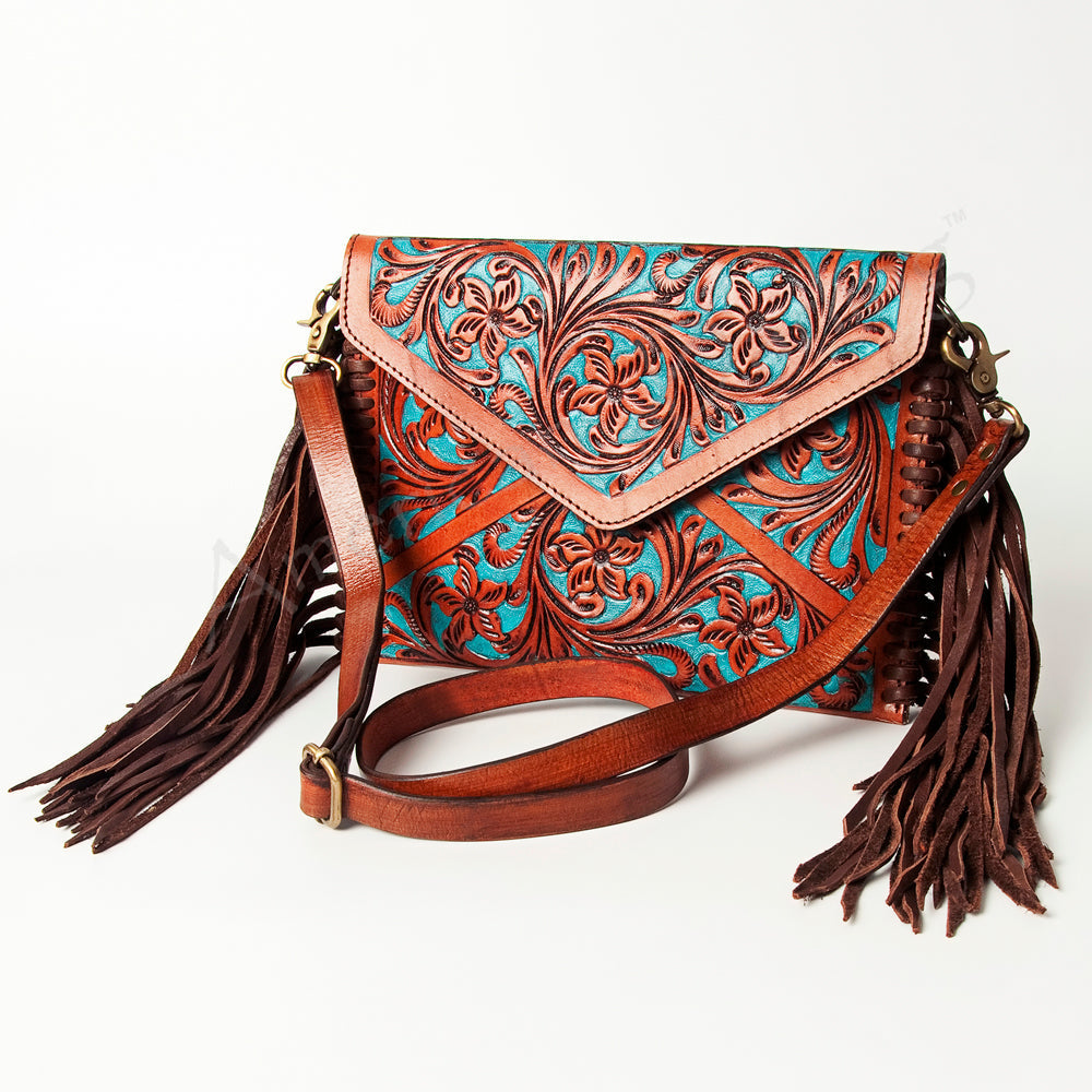 American Darling Hand-Tooled Genuine Leather Envelope Bag