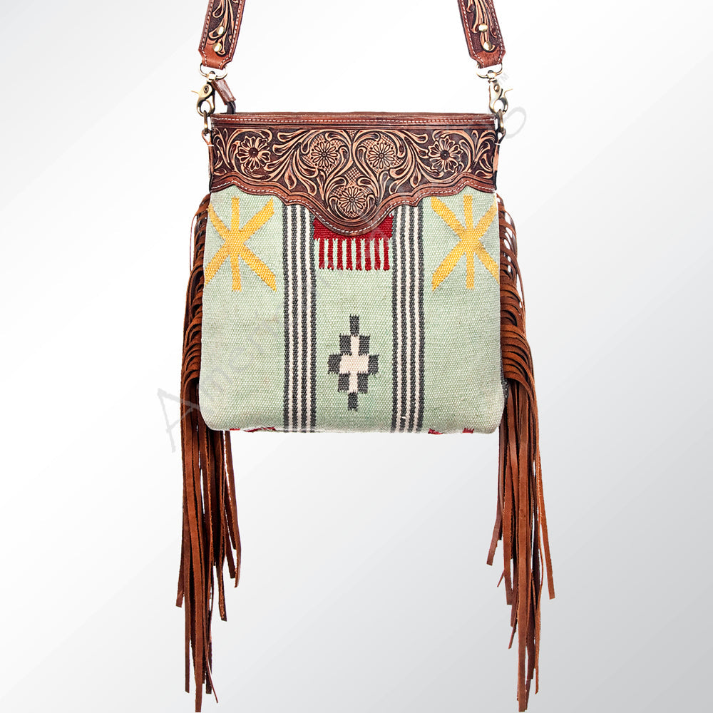 American Darling Hand-Tooled Saddle Blanket Leather Large Crossbody Bag