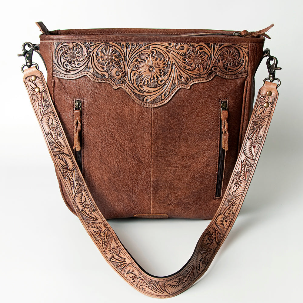 American Darling Hand-Tooled Saddle Blanket Leather Large Crossbody Bag