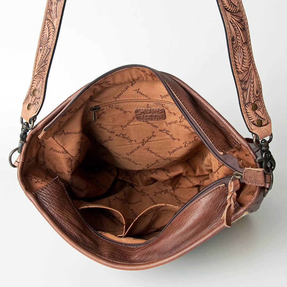 American Darling Hand-Tooled Saddle Blanket Leather Large Crossbody Bag