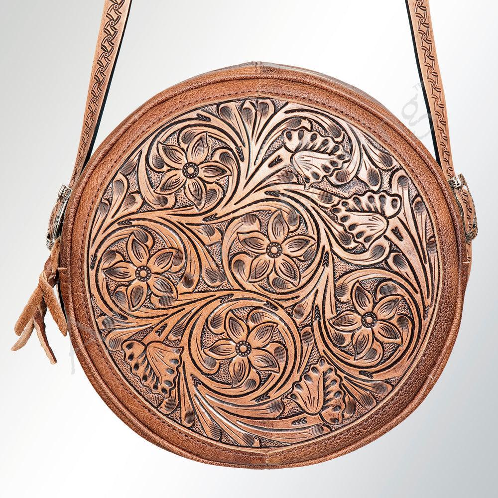 American Darling Hand-Tooled Genuine Leather Canteen Bag