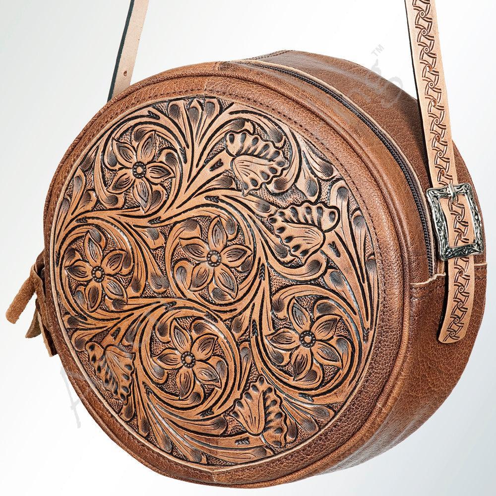 American Darling Hand-Tooled Genuine Leather Canteen Bag