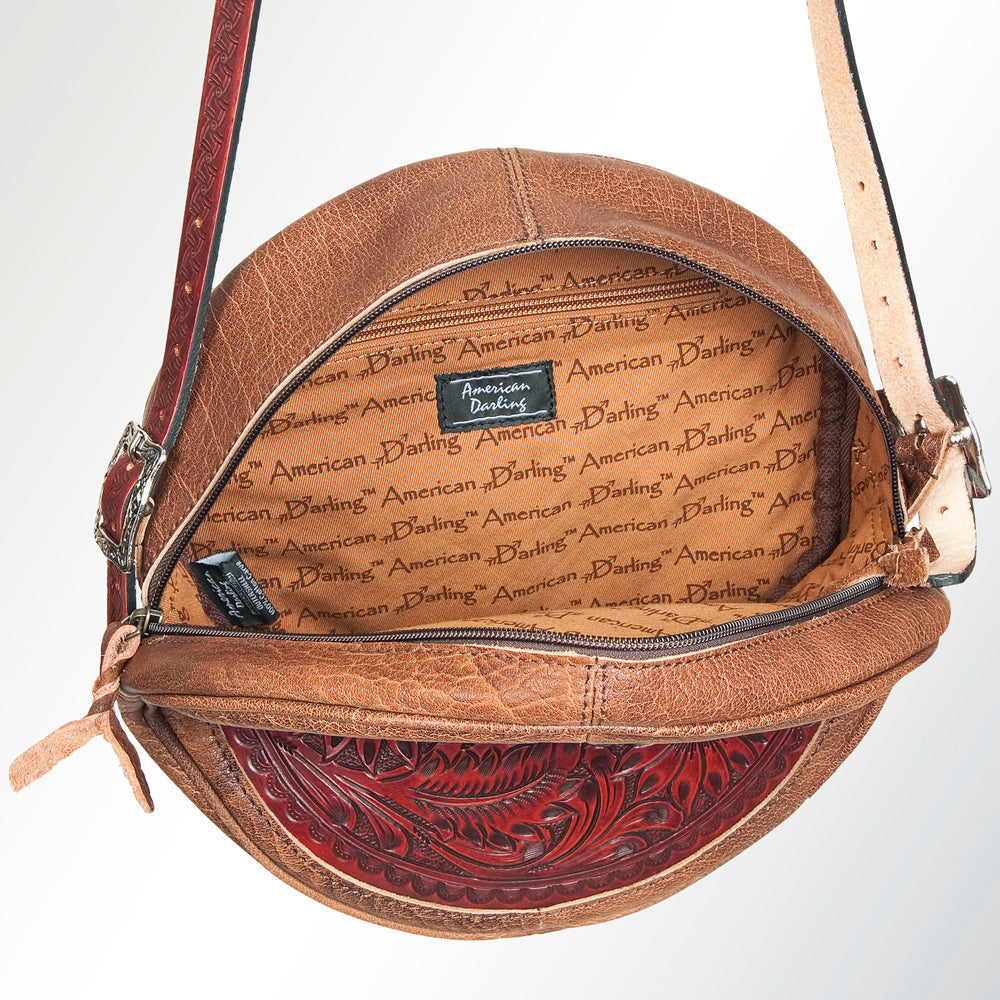 American Darling Canteen Bag Hand Tooled Genuine Leather Western Women | Handbag Purse Travel Clutch