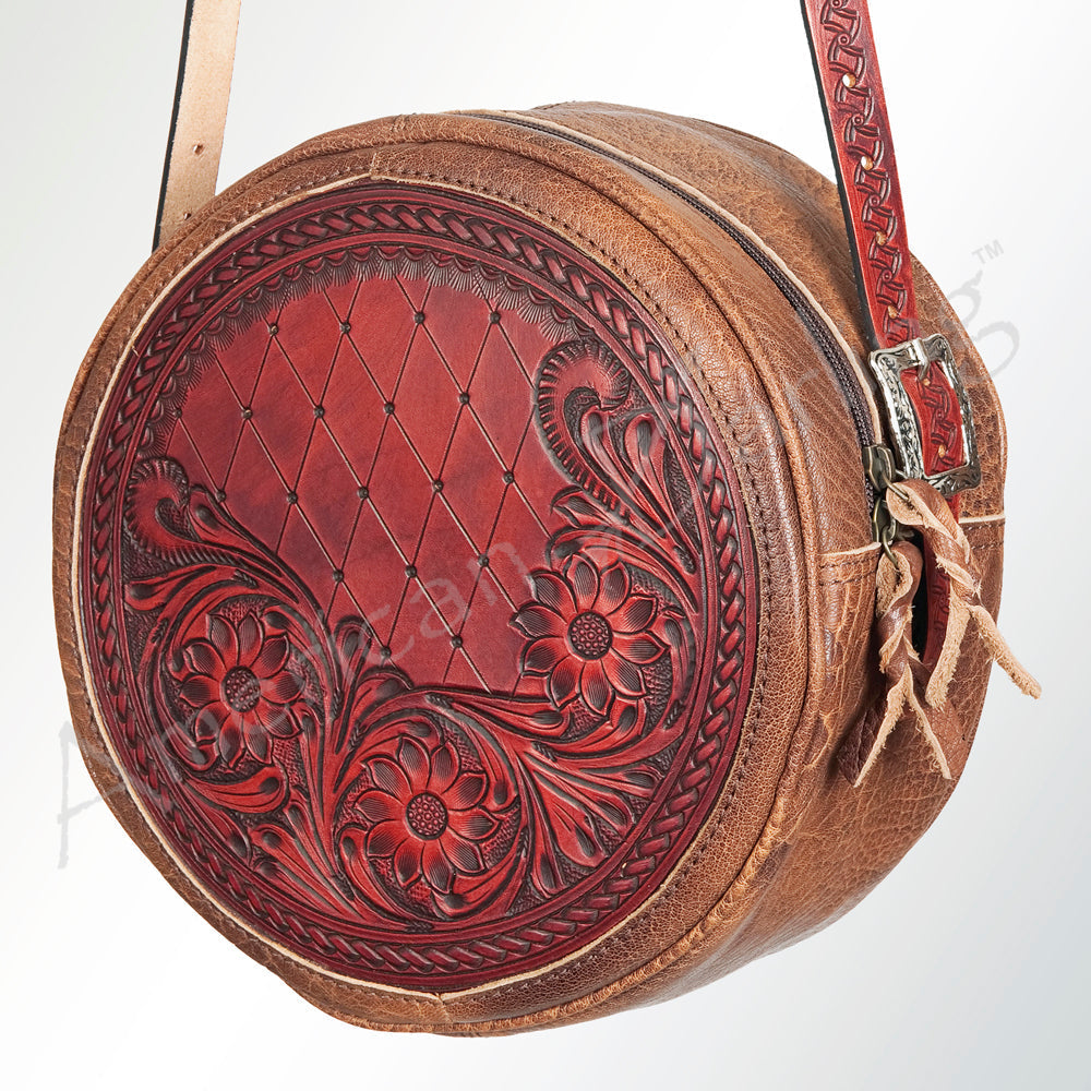 American Darling Hand-Tooled Genuine Leather Canteen Bag