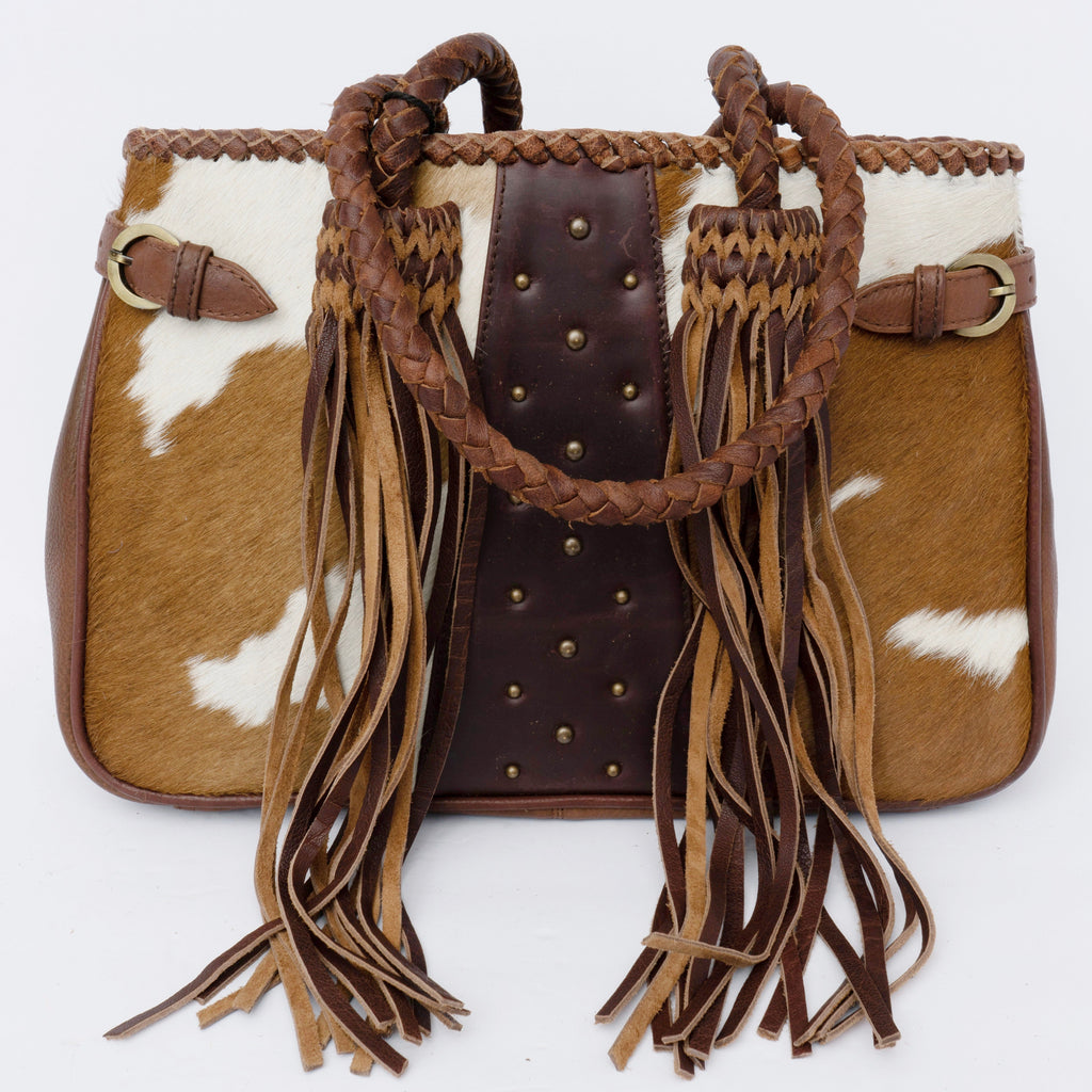 American Darling Hand-Tooled Hair-On Genuine Leather Bag