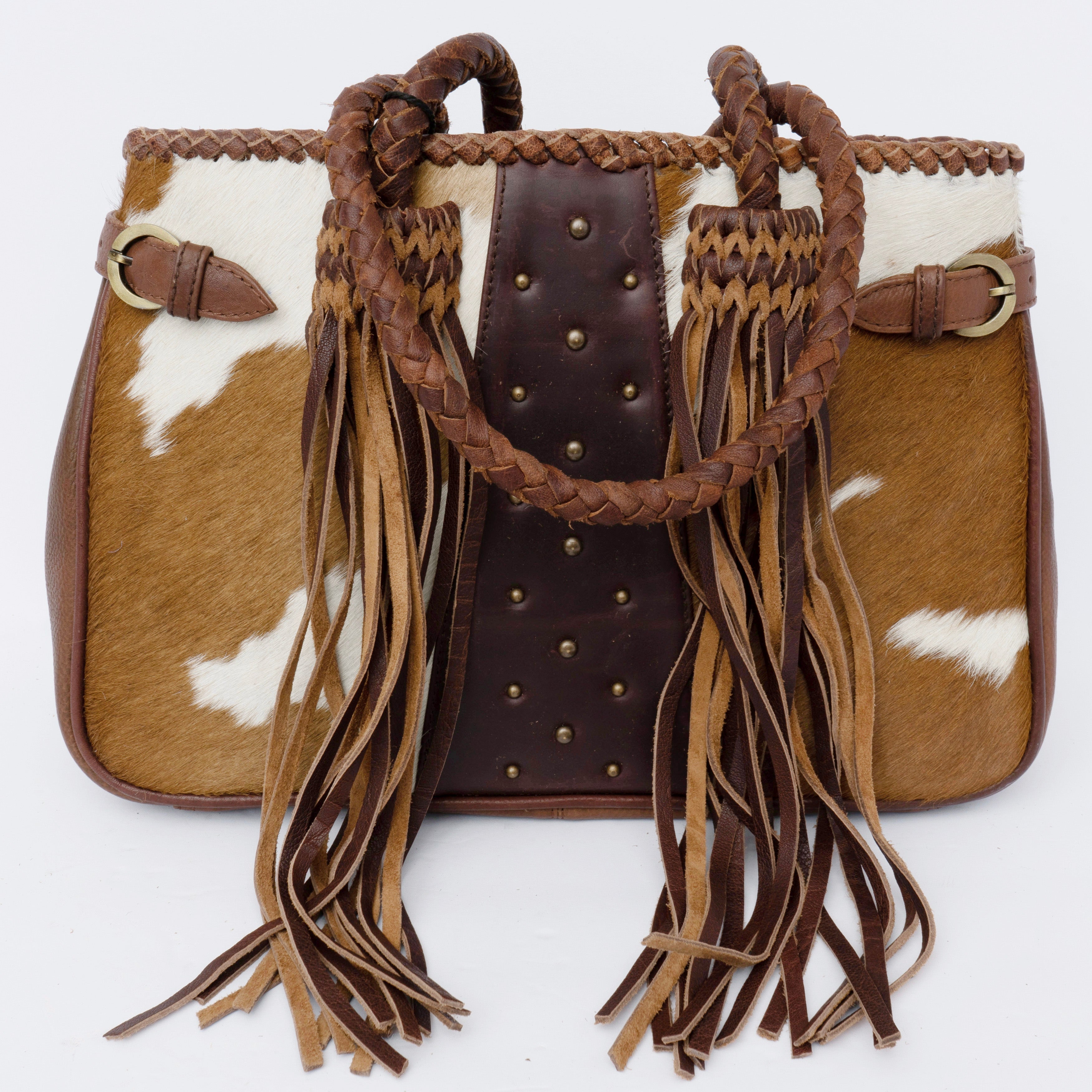 American Darling Hand-Tooled Hair-On Genuine Leather Bag