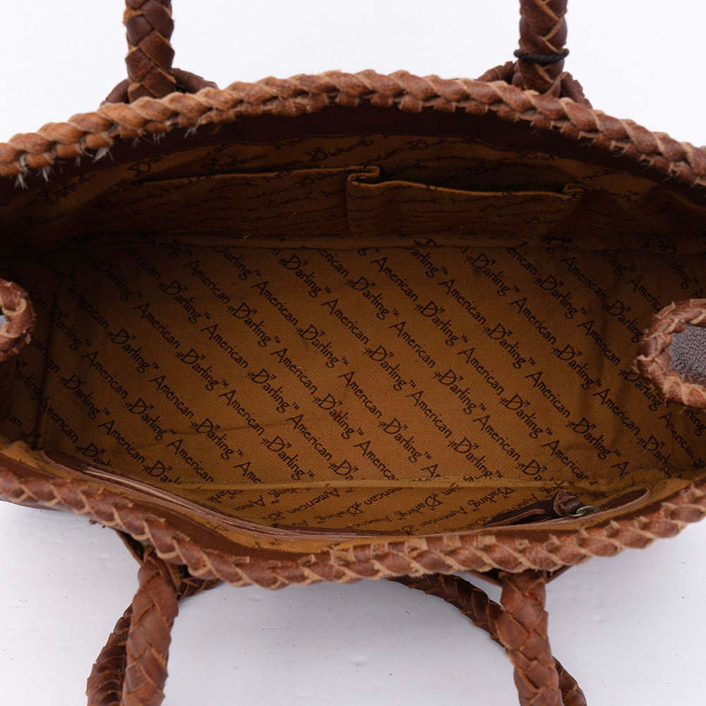 American Darling Hand-Tooled Hair-On Genuine Leather Bag