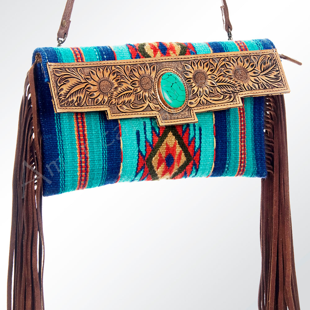 American Darling Hand Tooled Saddle Blanket Genuine Leather