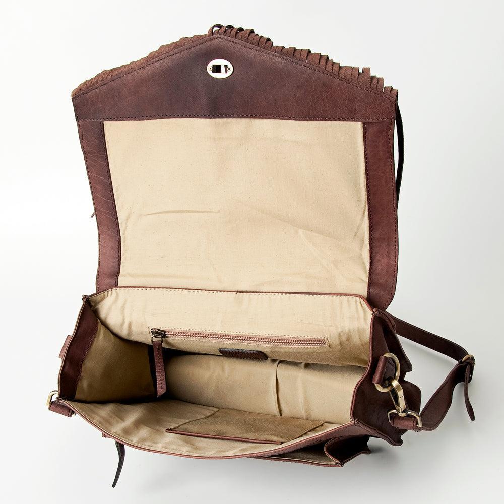American Darling Hand-Tooled Leather Fringe Crossbody Bag