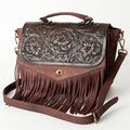 American Darling Hand-Tooled Leather Fringe Crossbody Bag