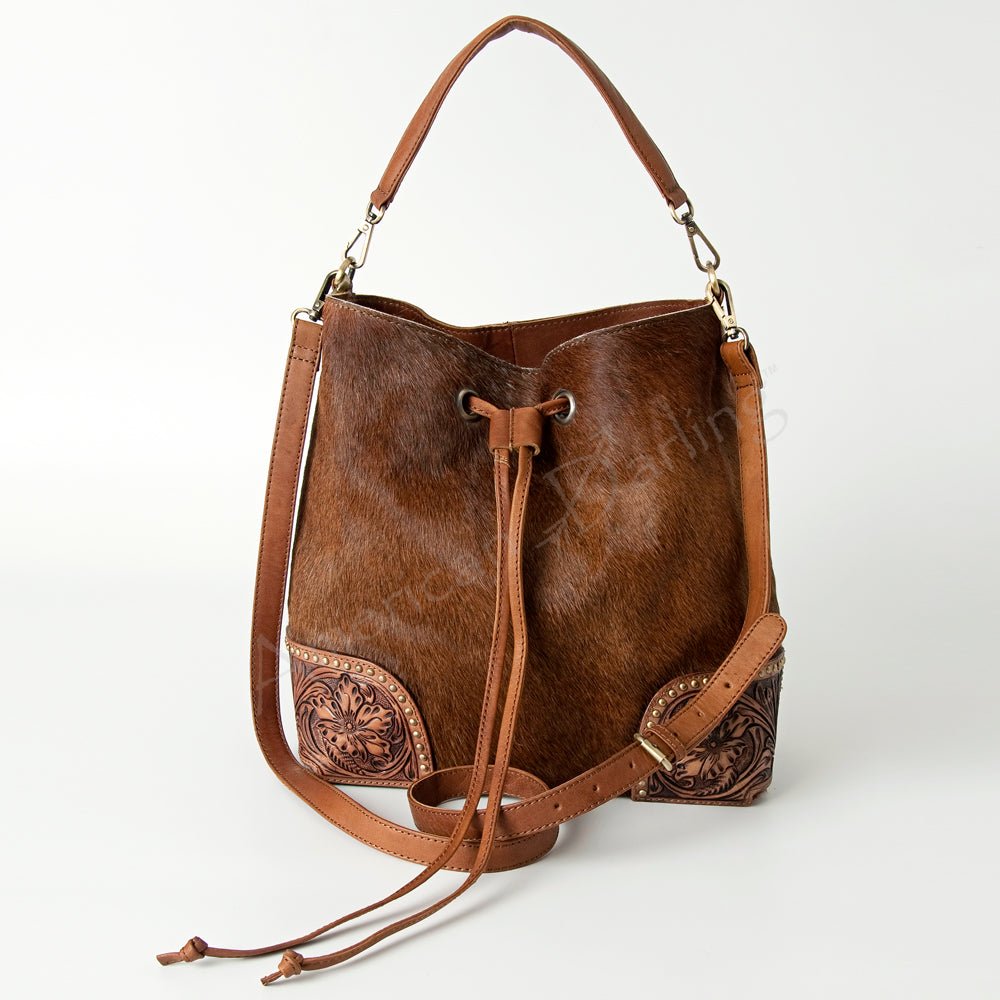 American Darling Tote Hand Tooled Hair-On Genuine Leather