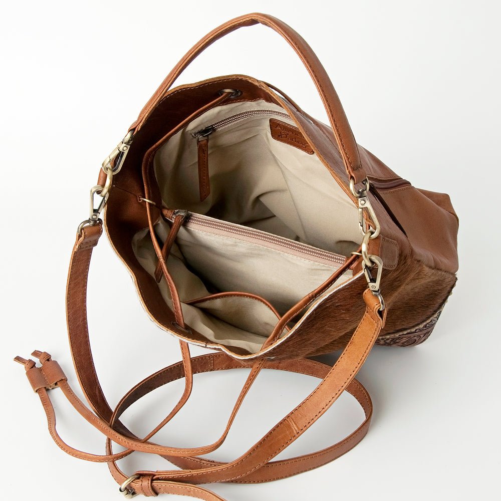 American Darling Tote Hand Tooled Hair-On Genuine Leather
